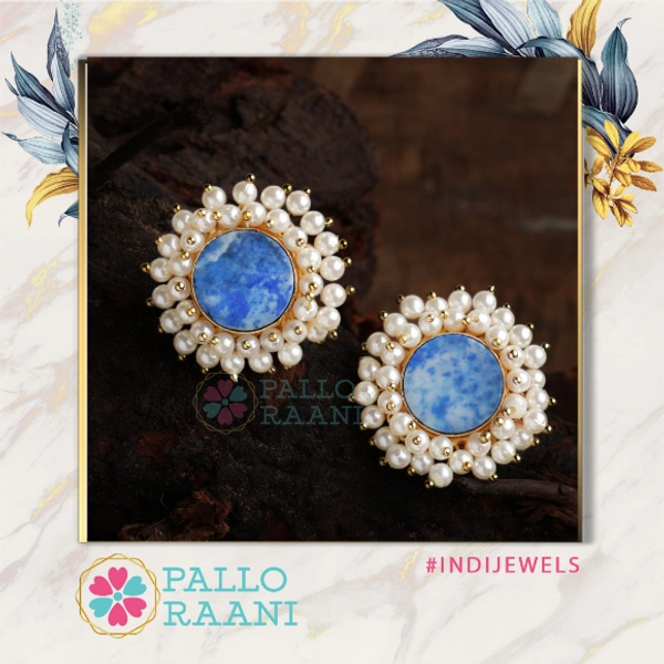 Celestal druzy stone stud - blue, gold